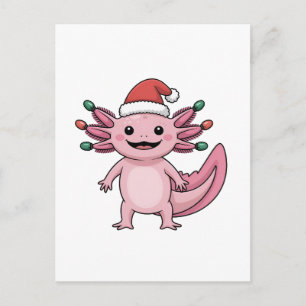 Lustiger Axolotl Weihnachtsmann Hut Xmas Outfit Feiertagspostkarte