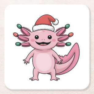 Lustiger Axolotl Weihnachtsmann Hut Xmas Outfit Rechteckiger Pappuntersetzer