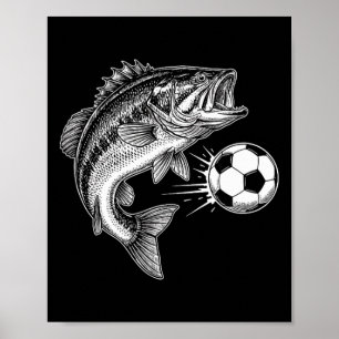 Lustiger B-Fisch-Fußball-Grafik für Männer Poster