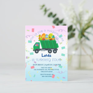 Lustiger Baby-Dinosaur-Müllwagen Geburtstag Name Postkarte
