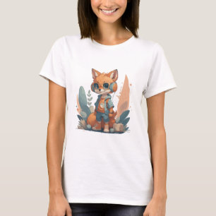 Lustiger Baby-Fuchs-Kopfhörer T-Shirt