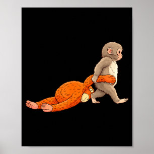 Lustiger Babyaffe schlägt süßes Tier Männer Frauen Poster