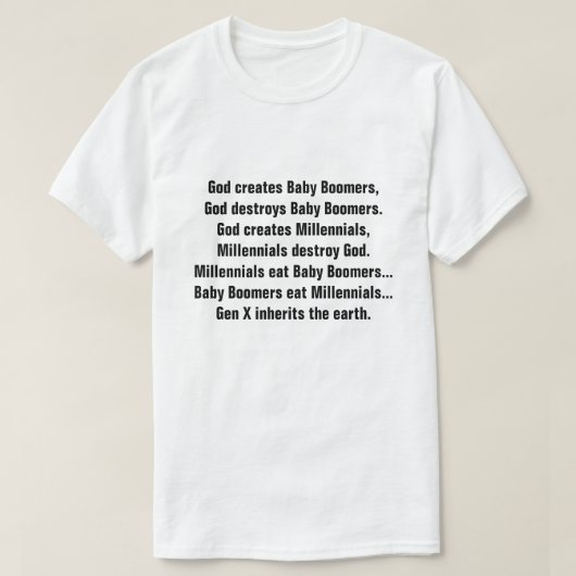 Lustiger Babyboomer-tausendjähriger Witz der T-Shirt (Design vorne)