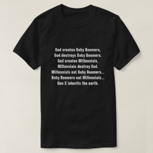 Lustiger Babyboomer-tausendjähriger Witz DK der T-Shirt