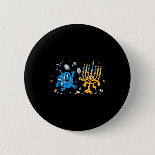 Lustiger Badminton Dreidel Menorah Chanukka Kinder Button (Vorderseite)
