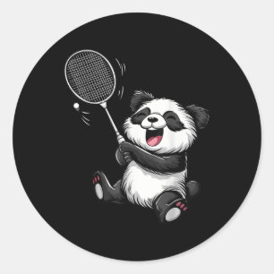 Lustiger Badminton-Panda Badminton-Spieler Shuttle Runder Aufkleber