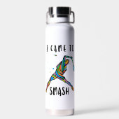 Lustiger Badminton Smash Grafik Ich Bin Zum Zersch Trinkflasche (Rückseite)