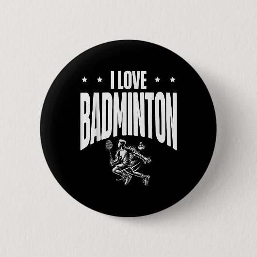 Lustiger Badminton-Spieler Liebt Shuttle-Design 1 Button (Vorderseite)