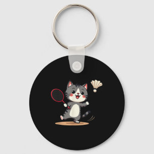 Lustiger Badminton Süße Katze Schläger Shuttle Män Schlüsselanhänger