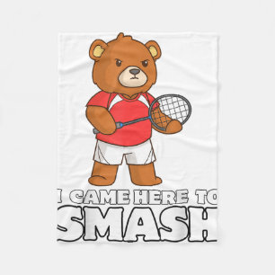 Lustiger Badminton-Wettkampf-Bär-Spieler-Smash-Spi Fleecedecke