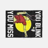 Lustiger Badmintonspieler, du blinzelst, du verpas Fleecedecke (Vorderseite (Horizontal))