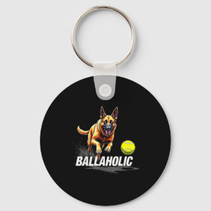 Lustiger Ballaholic Belgischer Schäferhund jagt Ma Schlüsselanhänger