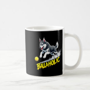 Lustiger Ballaholic Sibirischer Husky Hund jagt Ba Kaffeetasse
