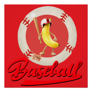 Lustiger Banana Slugger Baseball Custom Grafik Poster