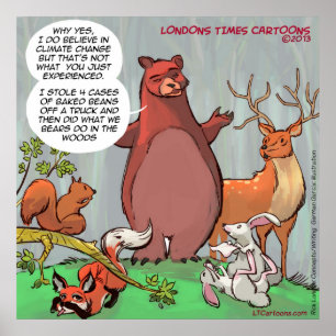 Lustiger Bär aus der Perspektive des Klimawandel-P Poster