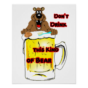 Lustiger Bär beim Baden in einem Glas Bier auf ein Poster