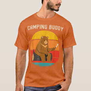 Lustiger Bär Camping Kumpel Retro Vintage Sonnenun T-Shirt