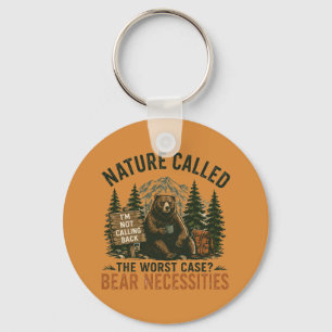 Lustiger Bär Camping Schild Natur rief an Schlüsselanhänger