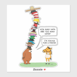 Lustiger Bär, der viele Hüte trägt Aufkleber