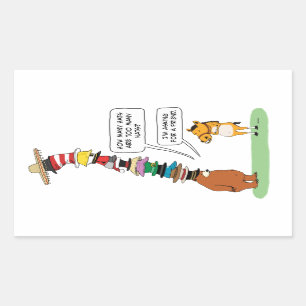 Lustiger Bär, der viele Hüte trägt Rechteckiger Aufkleber