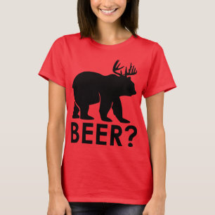 Lustiger Bär-Hirsch "BIER?" Grafik-T-Shirt – Humor T-Shirt