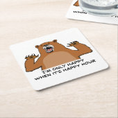 Lustiger Bär nur glücklich während der glücklichen Rechteckiger Pappuntersetzer (angewinkelt)