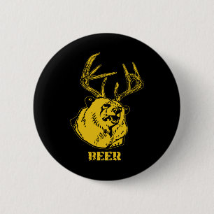 Lustiger Bär plus Hirsch ergibt Bierhirschjagd USA Button
