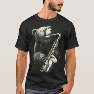 Lustiger Bär Saxophon spielender Jazzmusiker T-Shirt