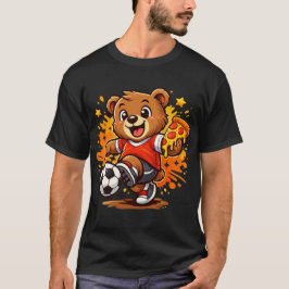 Lustiger Bär spielt Fußball und isst Pizza T-Shirt