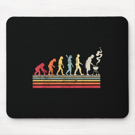 Lustiger Barbecue-Grill-Vater-Evolutions-Mann Vint Mousepad (Vorne)