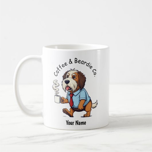Lustiger Bart Collie Hund Geschäftsanzug Kaffee Kaffeetasse (Links)