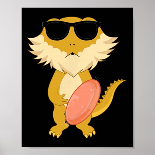 Lustiger Bartagame mit Sonnenbrille beim Disc spie Poster (Vorne)