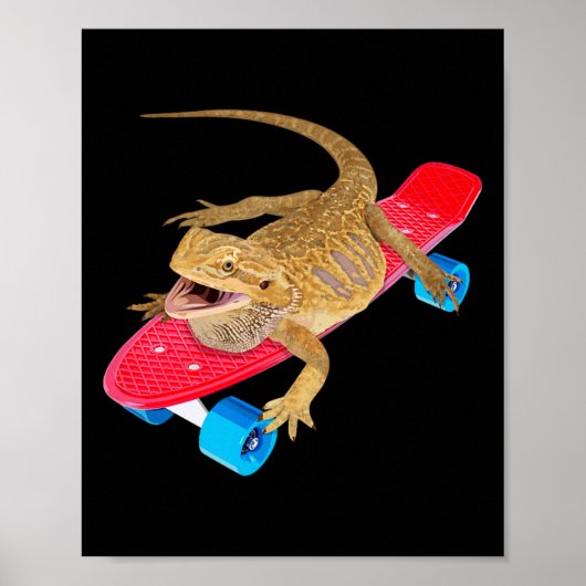 Lustiger Bartagame Skateboard fährt Pagona Echse R Poster (Vorne)