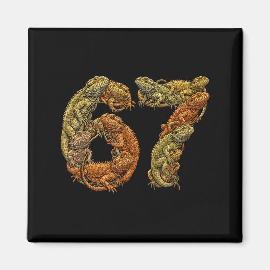 Lustiger Bartdrache 6 7 Meme Six Seven Beardzilla Magnet (Vorne)