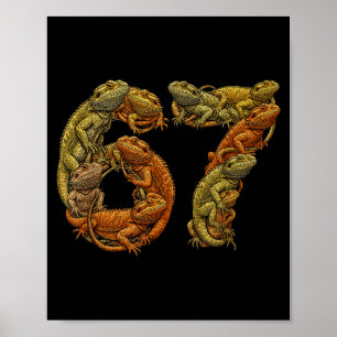 Lustiger Bartdrache 6 7 Meme Six Seven Beardzilla Poster
