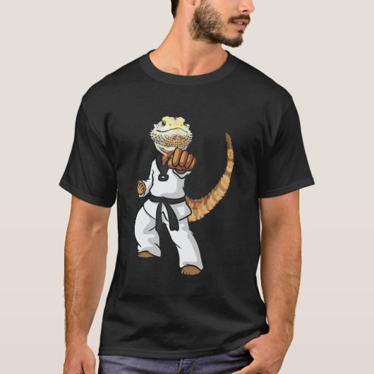Lustiger Bartdrache Karate Samurai Ninja Echse R T-Shirt (Vorderseite)