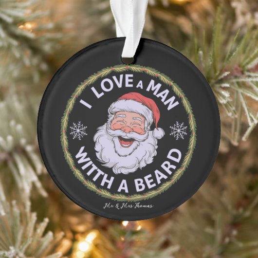 Lustiger bärtiger Weihnachtsmann "Ich liebe einen Ornament (Baum)