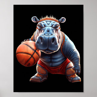 Lustiger Basball Nilpferd Groovy Hippo Basball Poster