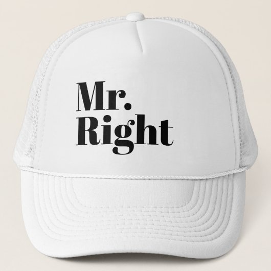 Lustiger Baseball MR. RIGHT Truckerkappe (Vorderseite)
