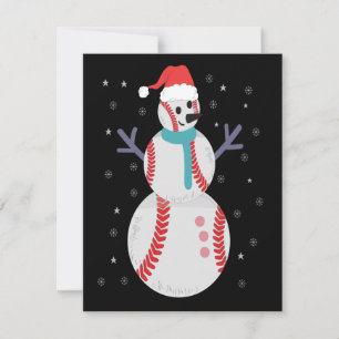 Lustiger Baseball-Schneemann Weihnachten Neujahr G Mitteilungskarte
