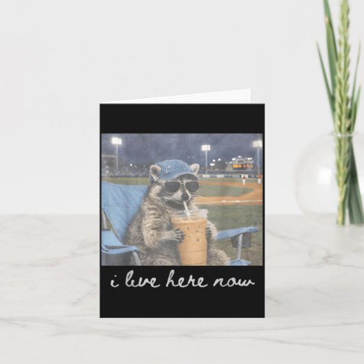 Lustiger Baseballplatz Waschbär Eis Kaffee Live Karte (Vorderseite)