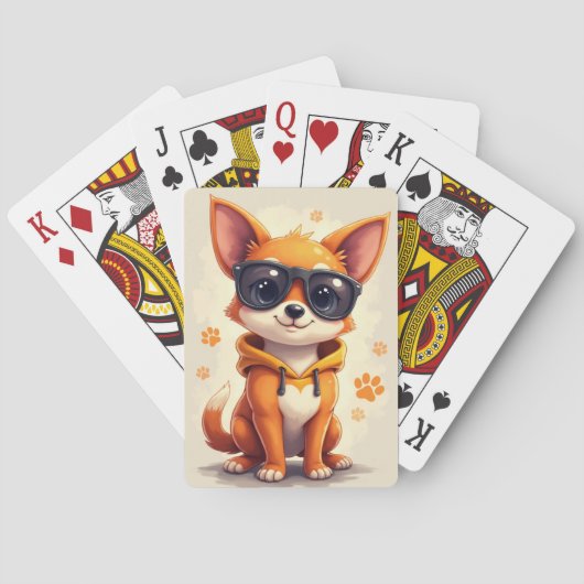 Lustiger Basenji Kawaii Hund Spielkarten (Rückseite)