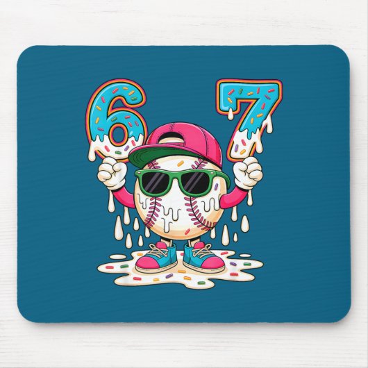 Lustiger Basketball 6 67 Sechs 7 Eiscreme Sieben D Mousepad (Vorne)