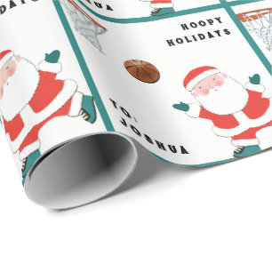 Lustiger Basketball-Weihnachtsmann Geschenkpapier