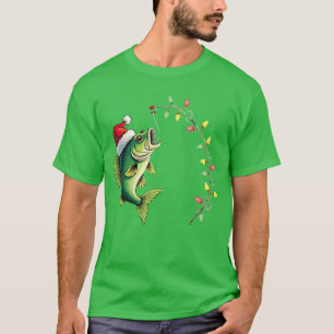 Lustiger Bass-Angler-Weihnachtsmannhut Weihnachts- T-Shirt