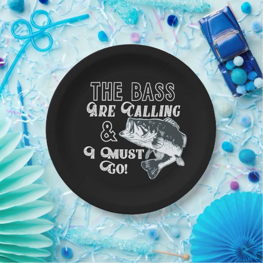 Lustiger Bass-Fischen-Feier-Teller Pappteller (Party)