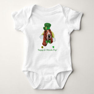 Lustiger Basset Hound Gold St. Patricks Tag Baby Strampler