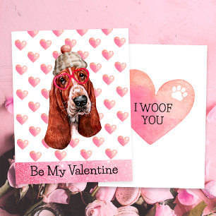 Lustiger Basset Hound Ich Wau Dich Hund Valentinst Feiertagskarte