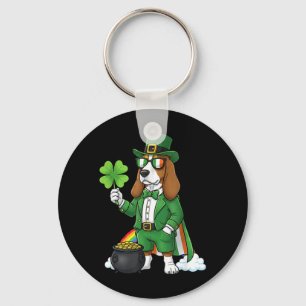 Lustiger Basset Hound Leprechaun St Patricks Day Schlüsselanhänger