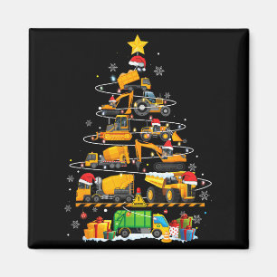 Lustiger Baubagger LKW Weihnachtsbaum Magnet